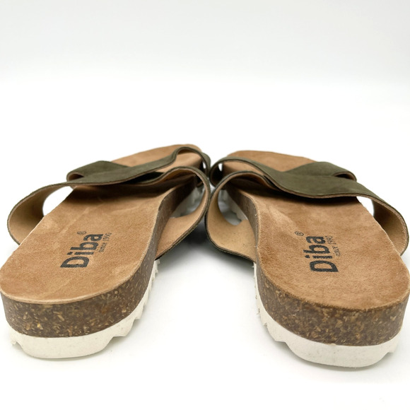 Diba Womens Coyote Slide Sandal Size 9 Olive Suede Leather Open Toe Summer Beach - Picture 5 of 11